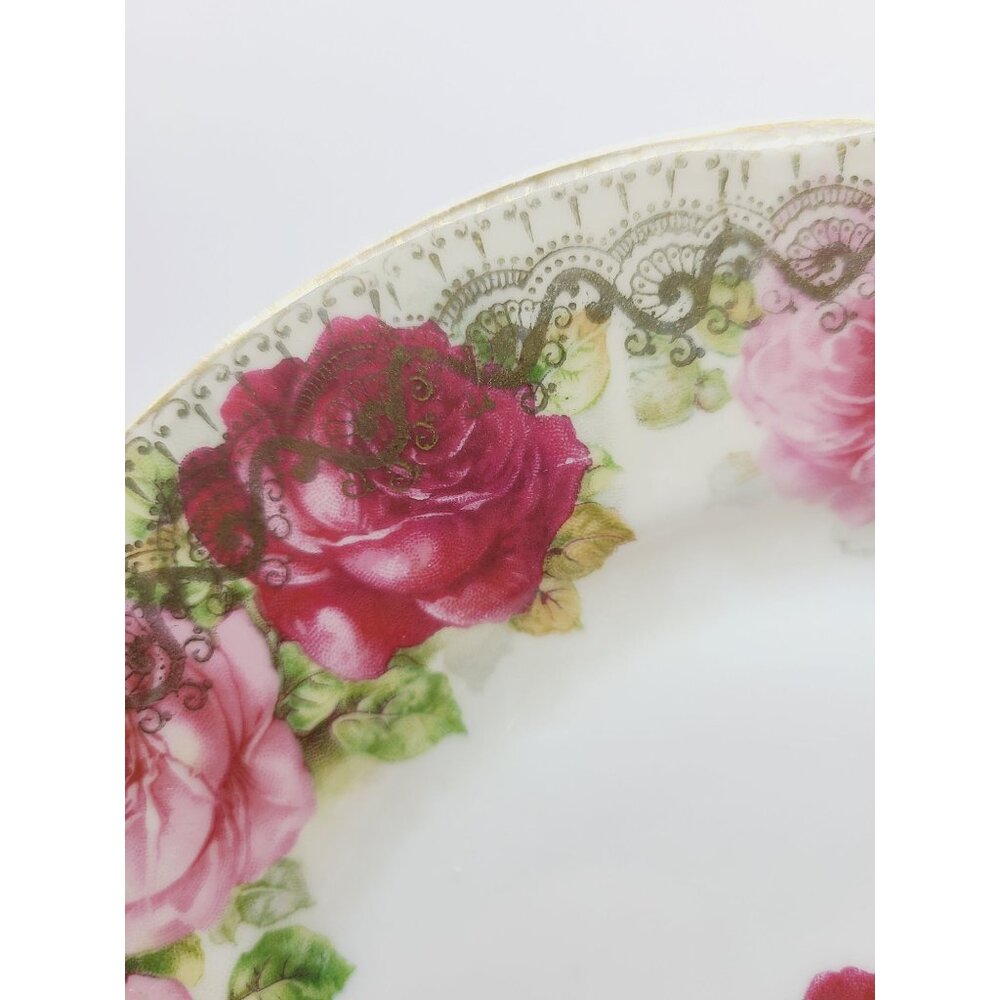 Antique Stanowitz Striegau Rose Porcelain Salad Plates 1920-1933 Set Of 5 - Picture 7 of 12